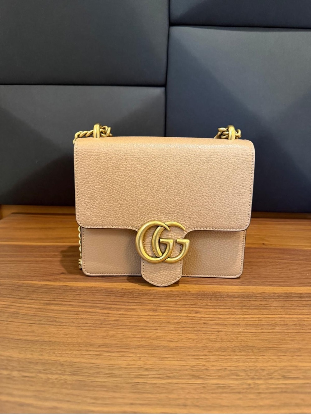 Gucci Beige GG Marmont Small Shoulder Crossbody